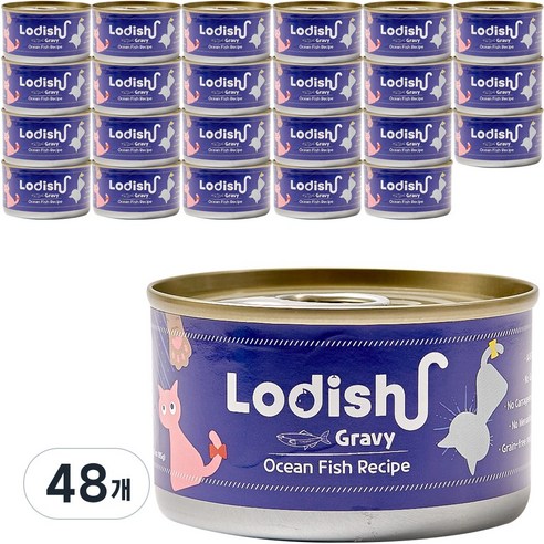 로디시 고양이 습식사료 주식캔, 48개, 그레이비 오션피쉬, 85g