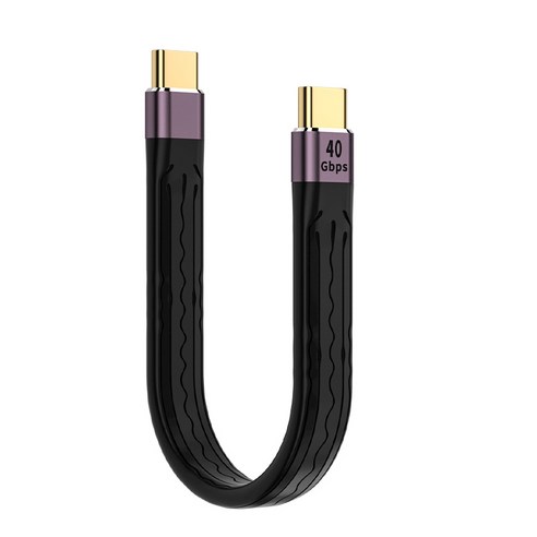 USB 40Gbps C타입 외장 하드 메모리 미니 케이블 PD 100W 고속충전, 1개, 블랙, 138mm