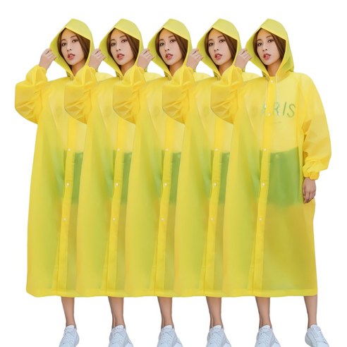 디모어 다회용 고급 경량 레인코트 우비 5개 세트