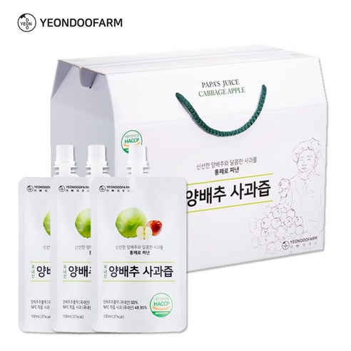 [연두]아빠의주스 양배추사과즙40팩 x 1박스, 100ml, 40개