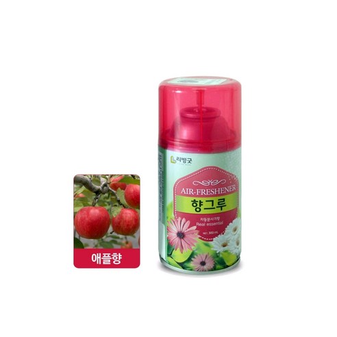 리빙굿 향그루 실내용 방향제 자동분사기 애플향 본품, 280ml, 4개