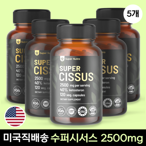 미국빠른직구 시서스 캡슐 추출물 가루 분말 120 베지캡슐 5병 20개월분, 120정, 5개