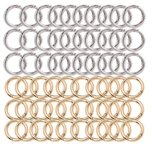 일월전빵 원터치 오픈형 오링 13mm 16mm 19mm 25mm 세트 악세사리 DIY 부자재 키링 공예 BA-J025, 60개, 골드+실버