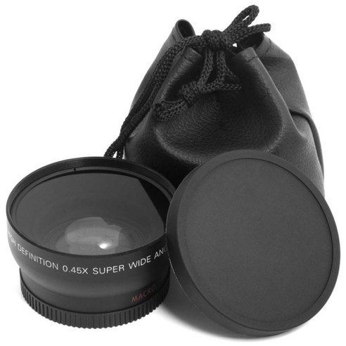 55mm 0.45X 광각 렌즈 W/렌즈 캡 및 DSLR A230 A350용 보관 가방, 설명, 설명, 설명
