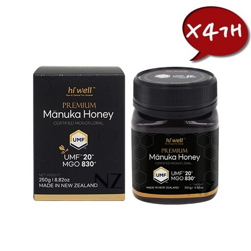 [뉴질랜드직배송]하이웰 마누카꿀 UMF20+ 250g X4, 4개