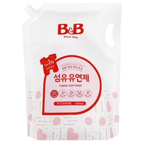 비앤비 섬유유연제 자스민 앤 로즈 리필, 1800ml, 1개