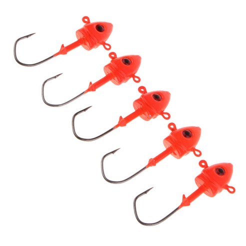 5pcs Fishhooks 리드 지그 헤드 후크 탄소강 지그 낚시 Baits 21g/6cm, 레드