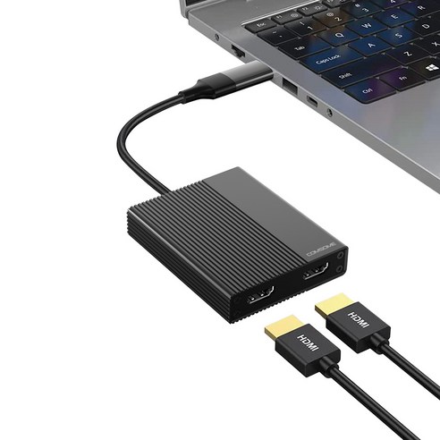 컴썸 HDMI 4K 외장 그래픽카드 맥북 듀얼모니터 USB 멀티허브 CT-21P, 블랙