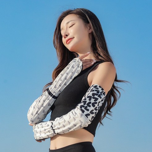여름 루즈핏 아이스슬리브 여자 바이크 여름용 얇은 팔 보호대 장갑 소매 라지 사이즈입니다, 하트