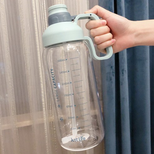 [LM] 빨대 트라이탄 졸업 휴대용 물병 1.8L 플라스틱 컵 대용량 공간 컵 야외 스포츠 주전자, C