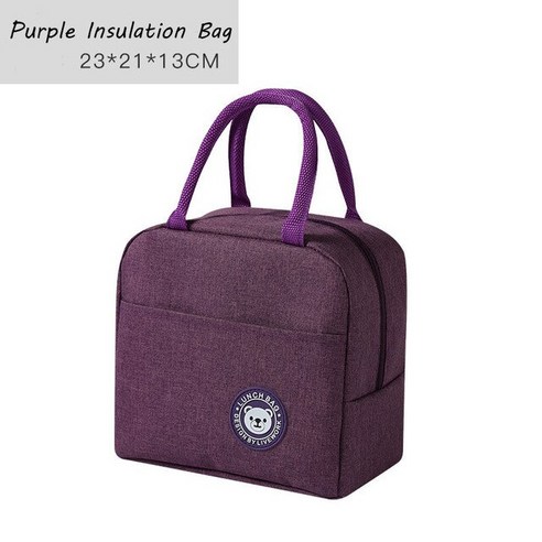FREELIFE 도시락 상자 세트 귀여운 대용량 도시락통 OO-845, purple lunch bag-512