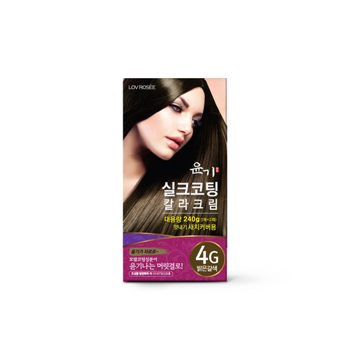 로브로제 윤기 실크코팅 칼라크림 240g / 대용량 새치커버 염색약, 2개, 4G호(밝은갈색)