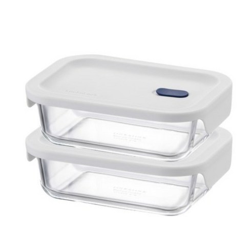락앤락 탑클라스 실리콘 뚜껑 직사각 유리 밀폐용기 380ml, 단품, 2개