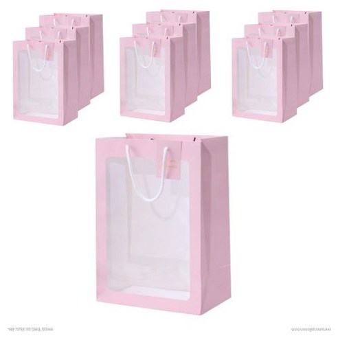 꽃is리아 투명창 쇼핑백, 10P, 핑크