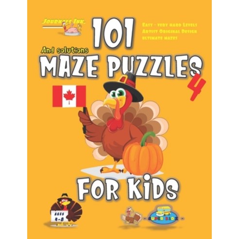 101 Maze Puzzles for Kids 4: SUPER KIDZ Brand. Children - Ages 4-8. Thanksgiving custom art interior... Paperback, Independently Published
