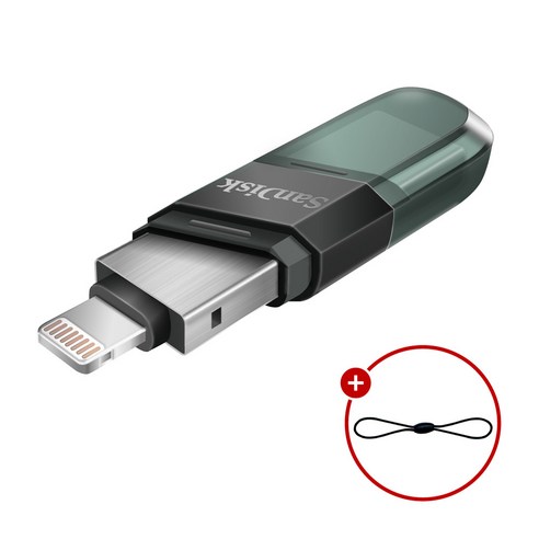 샌디스크 iXpand Flash Drive Flip 아이폰 전용 USB 3.1 Gen1 SDIX90N + USB 고리줄, 1개, 128GB