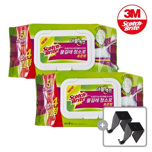 [OKㅣ강추] 3M 스카치브라이트 물걸레 청소포 더블액션 표준형 20+4매 + 주방고리 2P [OKNOWㅣ추천상품]