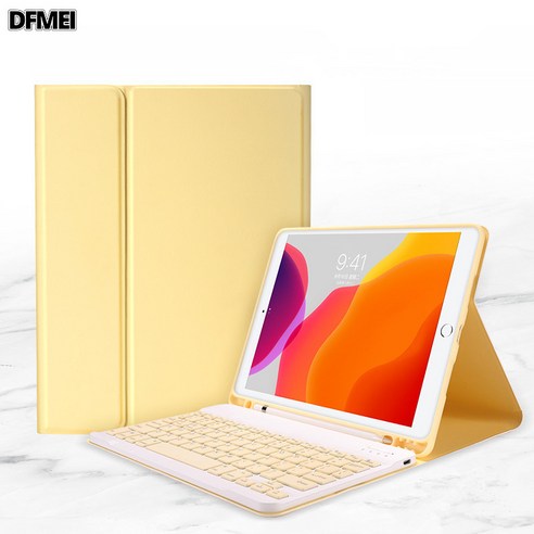 DFMEI 아이패드 10.2 블루투스 키보드 케이스 아이패드 9.7 가죽케이스 에어3 10.5인치 Pro11 키보드, 레몬옐로우+키보드, For Pro11-2020