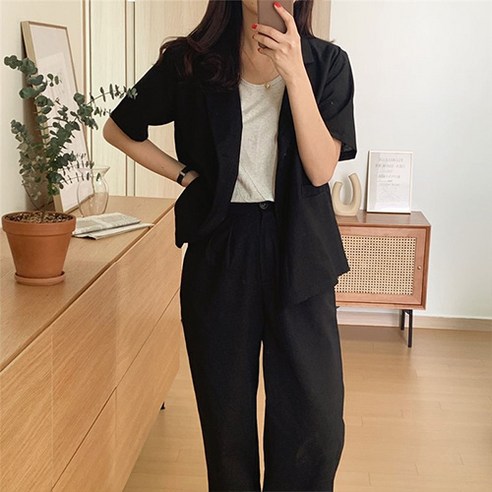 데일로엔 여성 베이직 여름 반팔 자켓