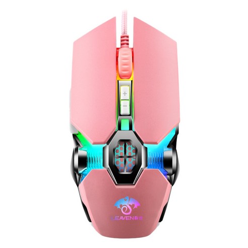 Xzante Leaven S30 RGB 유선 게임용 마우스 3200 DPI 스펙트럼 백라이트 인체 공학적 마우스 프로그래밍 가능 Win XP/7/8/10 핑크용, 분홍, ABS