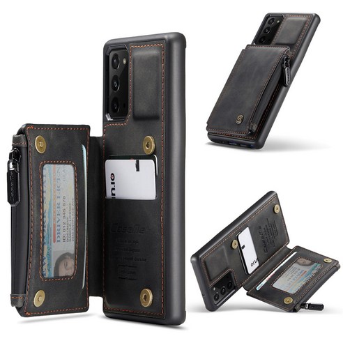 삼성 갤럭시 Note 20 휴대 전화 케이스에 적합 마그네틱 가죽 지퍼 플립 전화 케이스 삼성 갤럭시 Note 20 카드 포켓 지갑 휴대 전화 케이스에 적합