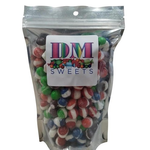 DM Sweets 미국직구 동결 건조 야생 베리 과일 구슬 스위트 크런치 펀치 딸기 멜론 체리 복분자 사탕 6온스, 사이즈
