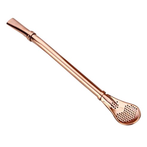 재사용 가능한 마시는 빨대 Stirrers Spoon 차가운 음료 마시는 금속 빨대 교반기 밀짚 주스를 마시는 필터링 된, 황금, 15.7x2cm, 스테인레스 스틸