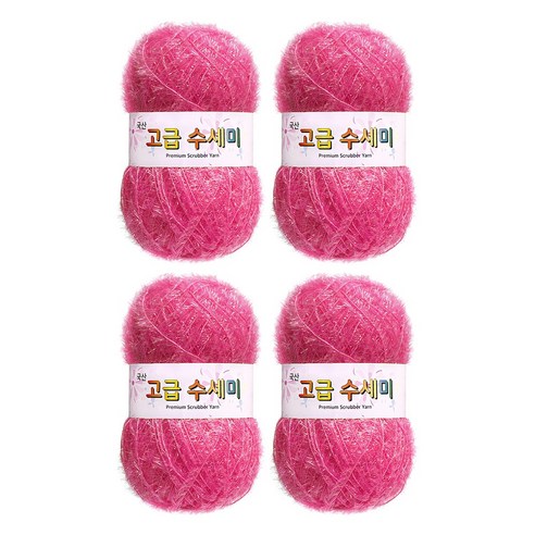 울클럽 별꽃수세미 DIY 고급수세미실 80g 4볼세트 + 동영상제공, 106핑크