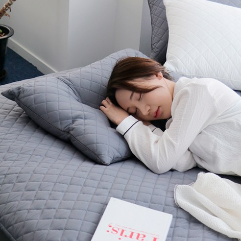 베이직톤 진드기케어 빨아쓰는 베게 퀼팅 호텔베개 경추베개, 그레이, 1개
