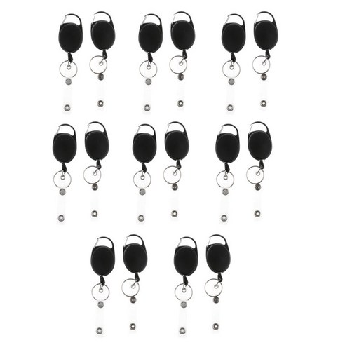 16pcs 개폐식 열쇠 고리 벨트 클립 당겨 릴 키 체인 id 홀더 커링, 설명, ABS, 블랙