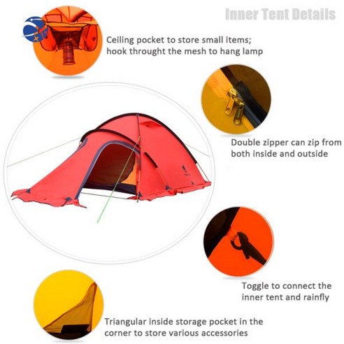 YunYi Geertop 2인 사계절 더블 레이어 하이킹 라이트 무게추 백 패킹 텐트