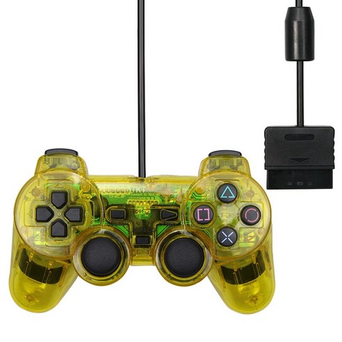 YJQ 유선 Gamepad PS2 컨트롤러 만도 PS2/PS2 조이스틱 playstation 2 진동 충격 Joypad 유선 USB PC 제어, YELLOW_우크라이나