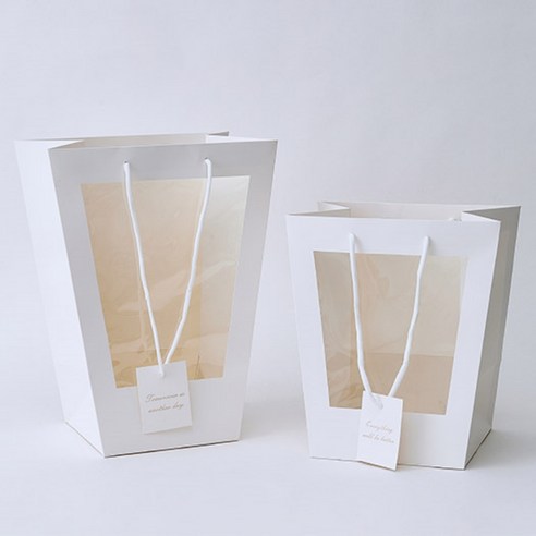 화분쇼핑백 꽃쇼핑백 비닐 PVC 플라워 꽃다발 포장 비닐 사다리꼴 투명가방, 사다리꼴 창문형(A타입) 5PCS x 대
