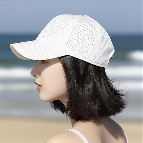 스타일리크 심플 메쉬 러닝 모자, 화이트, 1개
