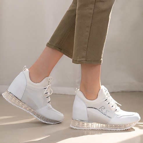 아이슈즈 속굽 키높이 8cm 투명에어굽 여성스니커즈 94196