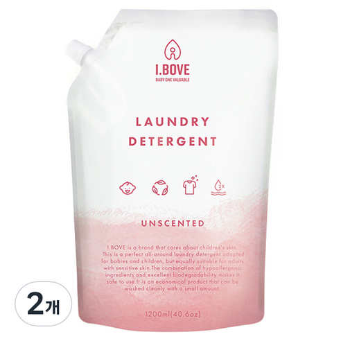 아이보브 고농축 세탁 유아 세제 무향 리필 1200ml, 2개