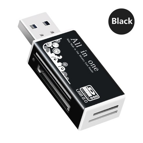 카드리더기USB 2.0 올인원 멀티 메모리 카드 리더 마이크로 SD/TF M2 MMC SDHC Duo, 04 Black