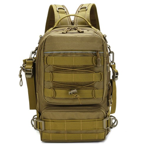 【어구 수납 가방】단일 어깨 듀얼 사용 하위 가방 다기능 낚시 가방 더블 어깨 극 낚시 기어 가방 단일 어깨 큰 가슴 가방, 사막 디지털