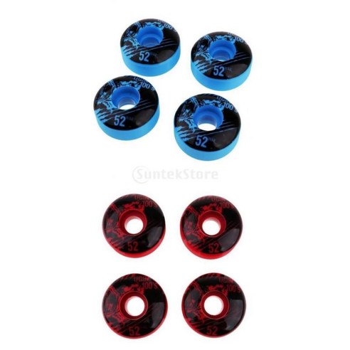 8pcs PU 스케이트 보드 바퀴 교체 레드 블루, 레드+블루, 52x30mm