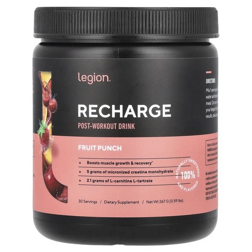 Legion Athletics Recharge 리차지 프리-워크아웃 운동 후 드링크 과일 펀치, 1개, 267g lehningerprinciplesofbiochemistry Legion Athletics Recharge 리차지 프리-워크아웃 운동 후 드링크 과일 펀치, 1개, 267g lehningerprinciplesofbiochemistry