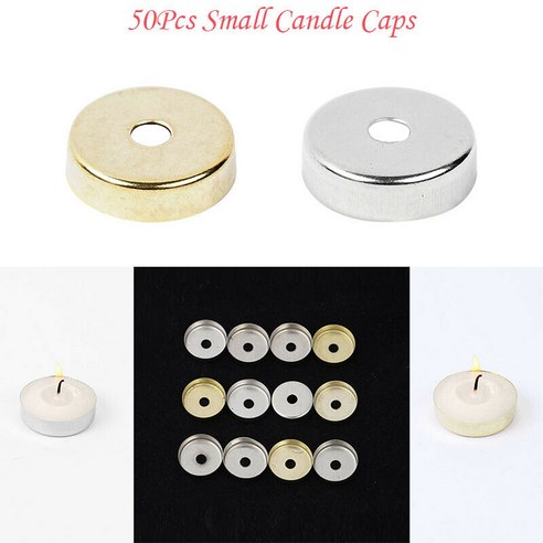 50Pcs 금속 작은 둥근 구멍 차 빛 캔들 홀더 왁스 양초 모자 Diy 공예, 50Pcs 골드