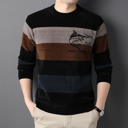 가을 겨울 셔닐 양털 남성 스웨터 탑 청소년 라운드 넥 캐주얼 셔츠 겉옷 스웨터 남자