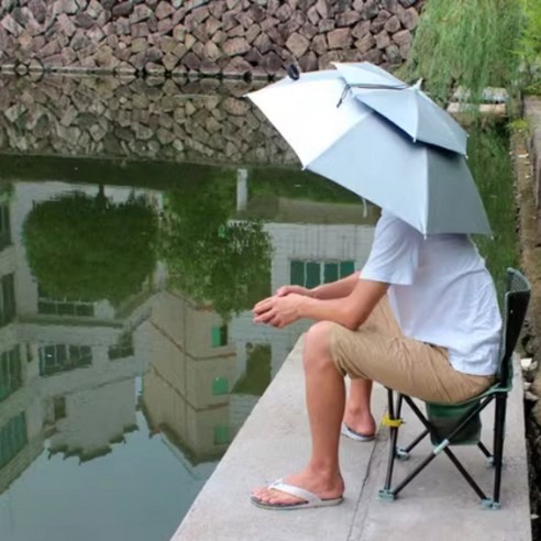 더래핏 머리에 쓰는 모자우산 낚시모자 양우산, 실버
