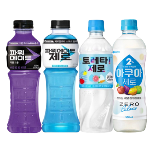 [한번에먹자쇼핑몰] 500~600ml 이온음료 6종 혼합 / (파워에이드 퍼플스톰 4개+제로4개+마운틴4개)+토레타 제로4개+게토레이 4개+토레타 4개 / 총 24개, 500ml, 1세트