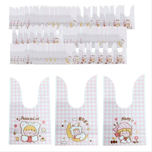 아름담다 선물포장 보자기봉투 캐릭터 구디백 100매, 1개, 핑크 패턴