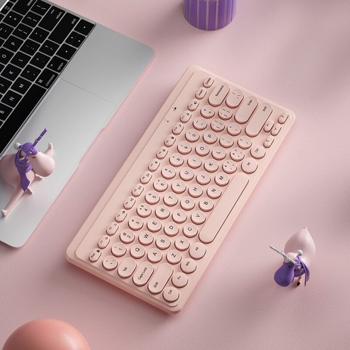[시요] 2.4G 무선 키보드 마우스 세트 USB Keycaps 음소거 매직 미니 무선 게임 키보드 마우스 콤보 PC 게이머 컴퓨터 노트북, pink keyboard, 하나, 하나