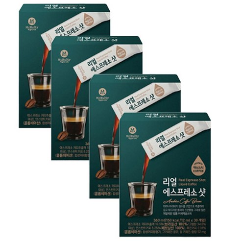 맥널티커피 리얼 에스프레소 샷 블랙 액상 스틱 커피 450ml, 12ml, 30개입, 4개