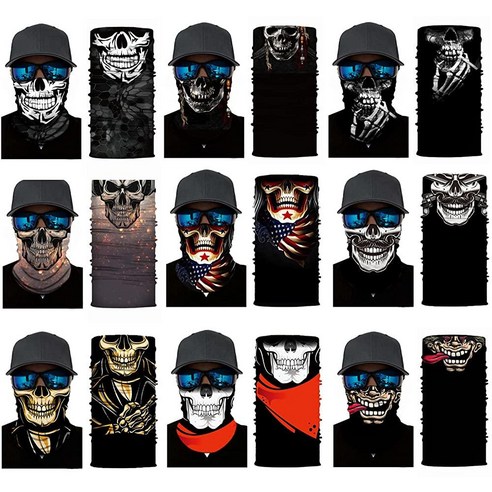 Zupro 반다나 헤드밴드 자외선 차단 페이스 마스크 방한모 넥 게이터 매직 스카프 헤드웨, 9pcs-skull,grimace-1