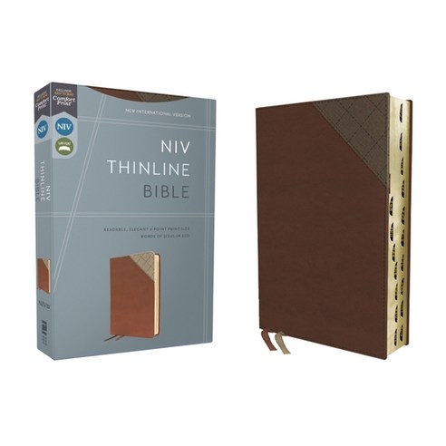(영문도서) Niv Thinline Bible Leathersoft Brown Red Letter Thumb Indexed Comfort Print Imitation Leather, Zondervan, English, 9780310462057