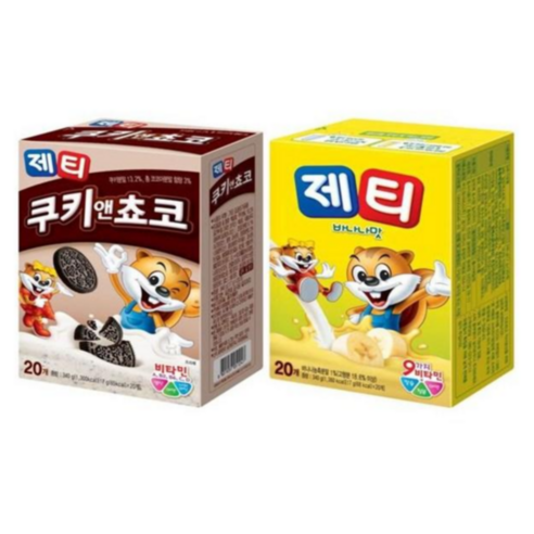 동서식품 제티 쿠키앤초코맛+바나나맛, 1세트, 1개, 20개입, 17g